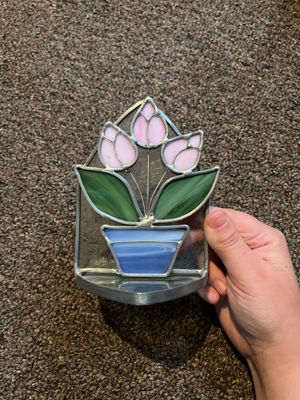 Beautiful Stained Glass Art Bookend- Tulips